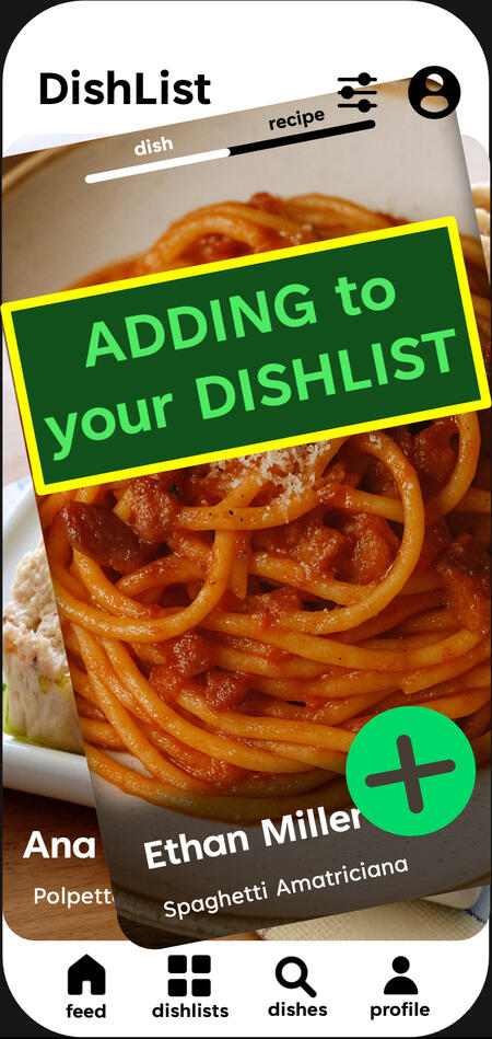 Swipe dishes from creators and home cooks